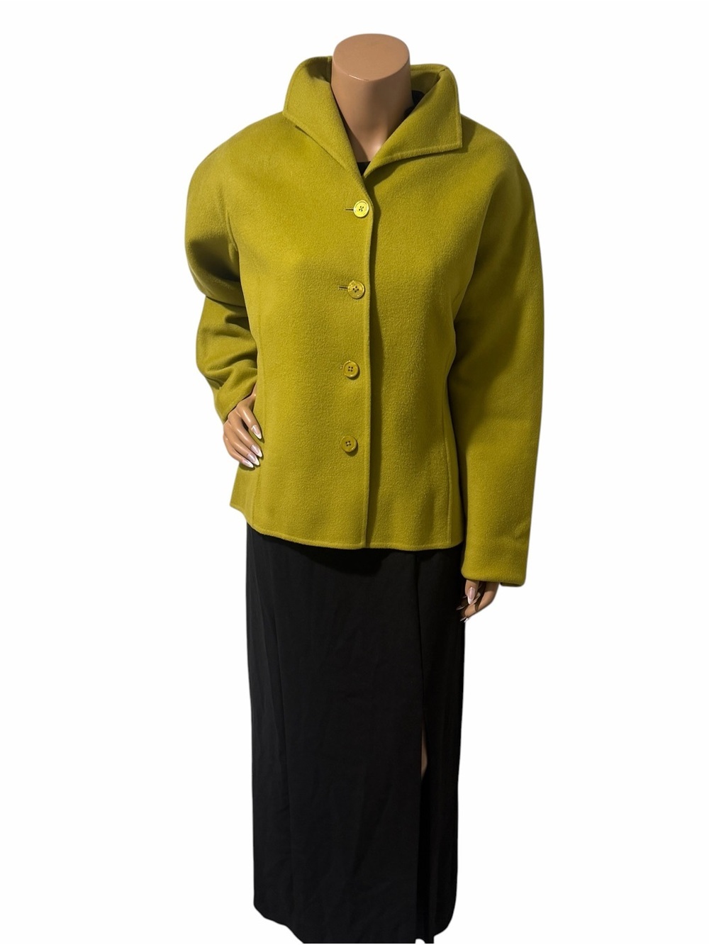 Citrus Green Button-Front Pea Coat☑️
